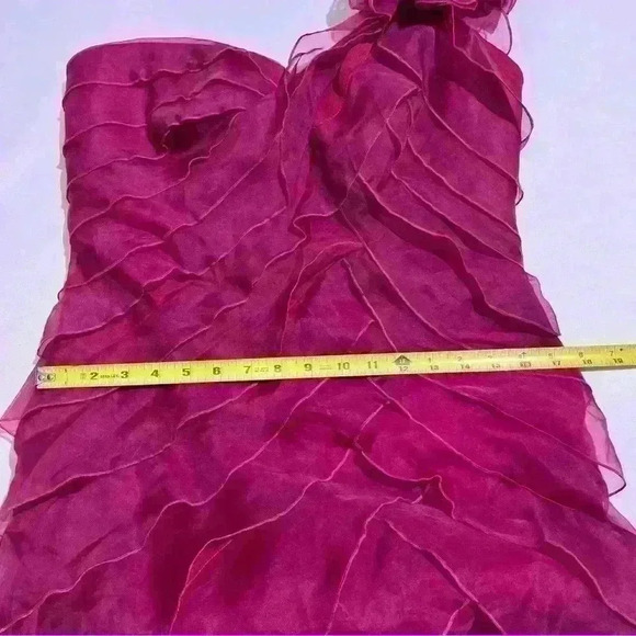 Vintage Tadashi Shoji Collection Womens Ruffle Evening Dress Gown 100% Silk 10 - Picture 7 of 14